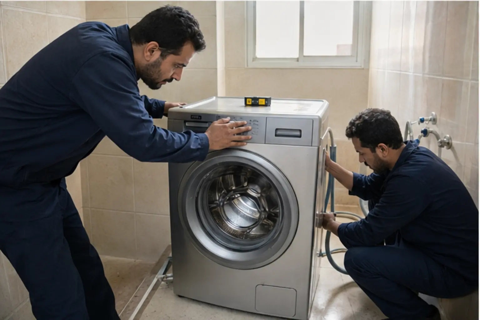 فنيان يركبان غسالة في الرياض
